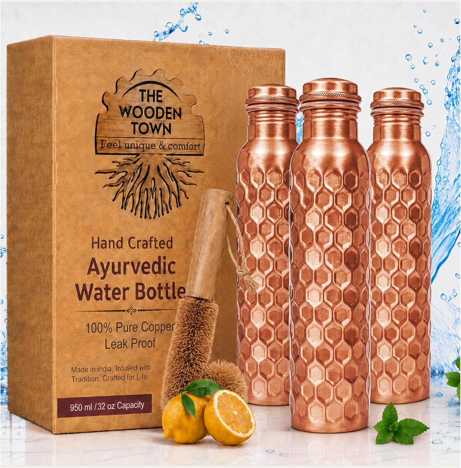Ayurvedic & Herbal Wellness Kits - Conjunto de 3 Garrafas de Água