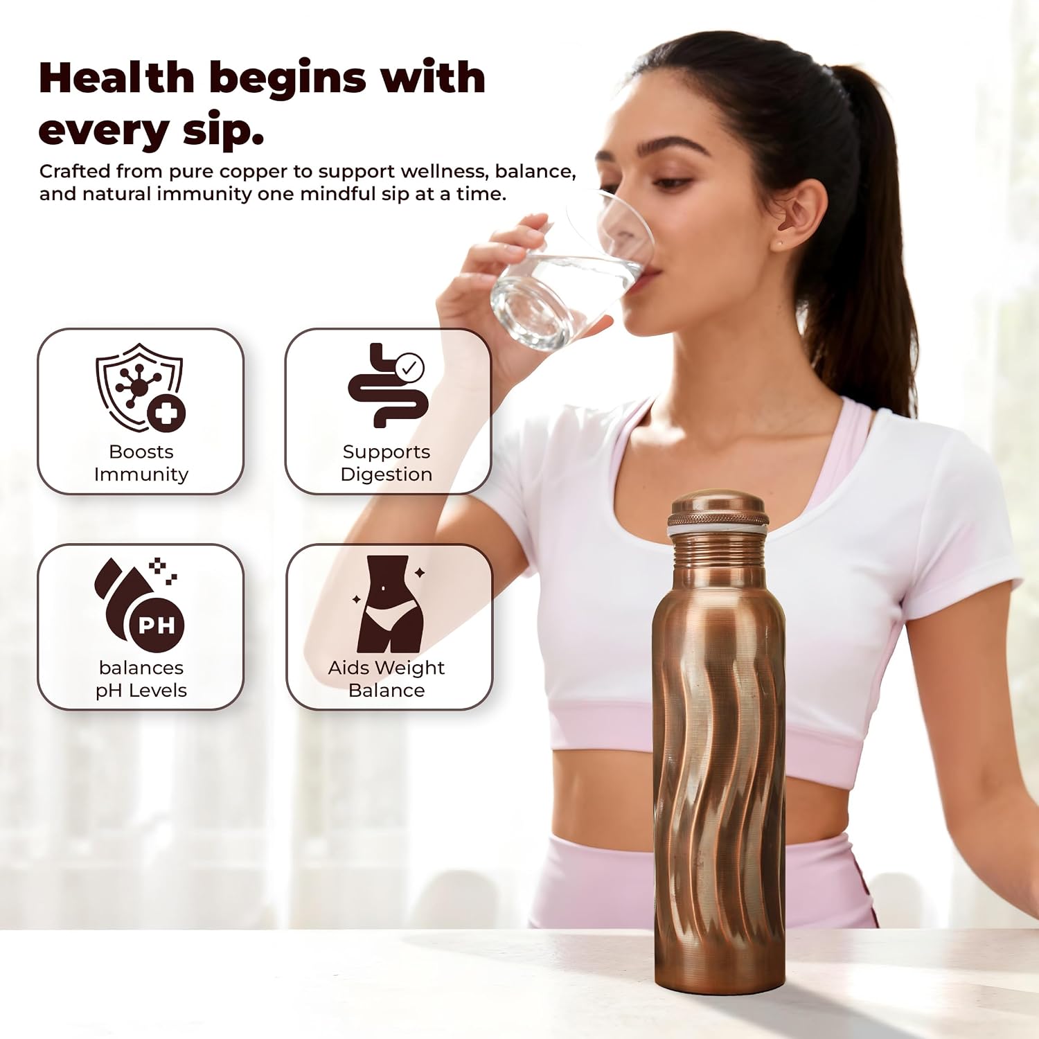 Garrafas de Água de Cobre Anti - Ayurvedic & Herbal Wellness Kits avaliação e preço